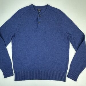 J.Crew Factory Men's Blue 1/4 Button Pullover Henley Preppy Sweater M/C40.25